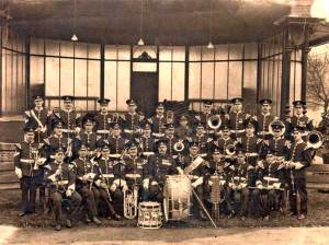 Band of the 5th Battalion, South Staffordshire Regiment, at the Bandstand, c1920s. (Walsall LHC)