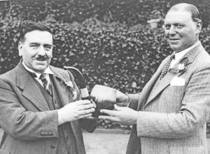 Presentation of an ornamental pipe to Billy Meikle, c1920s. (Walsall LHC)